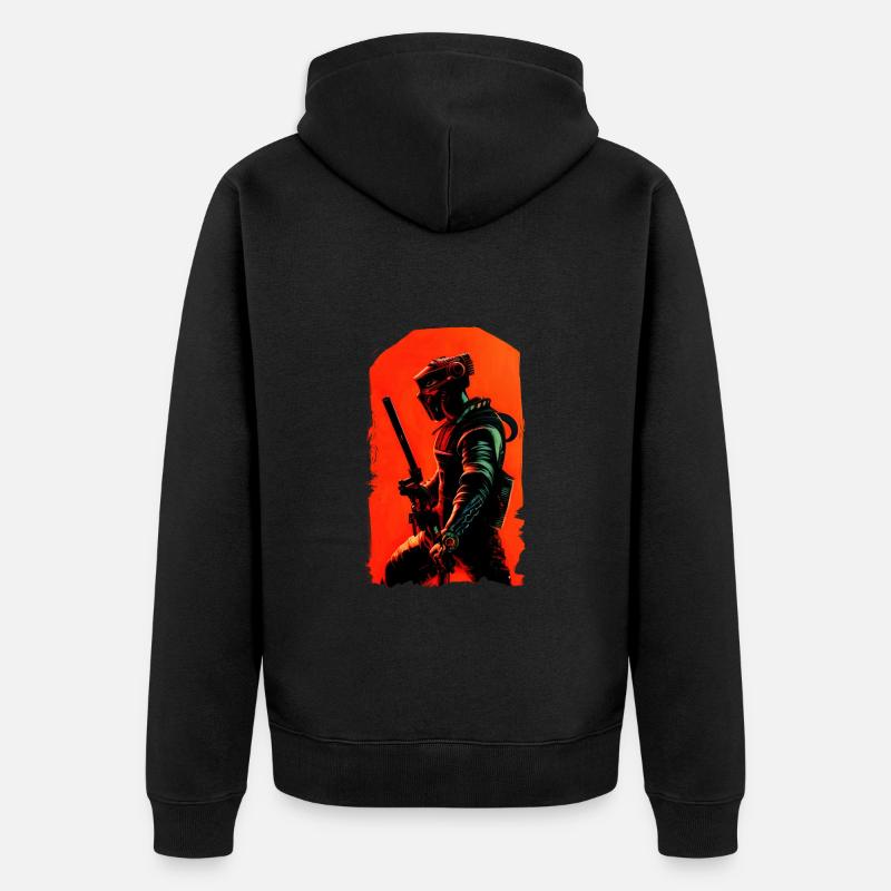 Samouraï Steampunk - Veste à capuche bio Premium Unisexe - noir