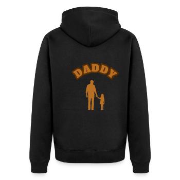 Daddy Daughter Kid Brown - Unisex Premium Bio Zip Hoodie - Schwarz - Hinten - Nico (187cm)