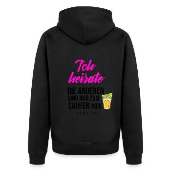Bachelor Party - I'm Marrying the Others Drinking Tequila - Unisex Premium Organic Zip Hoodie - black - Back - Nico (187cm)