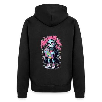 Design gothique pastel anxieux mais vivant avec coloré - Veste à capuche bio Premium Unisexe - noir - Dos - Nico (187cm)