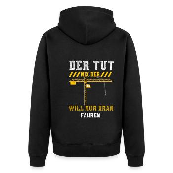 Der Tut Nix Der Will Nur Kran Fa... - Unisex Premium Bio Zip Hoodie - Schwarz - Hinten - Nico (187cm)