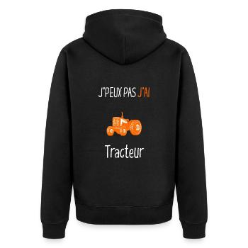 J'peux pas j'ai Tracteur - Veste à capuche bio Premium Unisexe - noir - Dos - Nico (187cm)