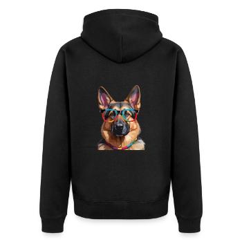 Berger Allemand Chien Avec Des Lunettes Cool Coloré - Veste à capuche bio Premium Unisexe - noir - Dos - Nico (187cm)