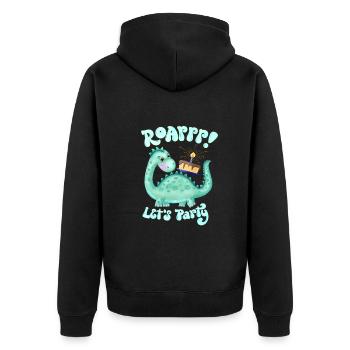 Dinosaurs: Party! Happy Birthday - Unisex Premium Organic Zip Hoodie - black - Back - Nico (187cm)