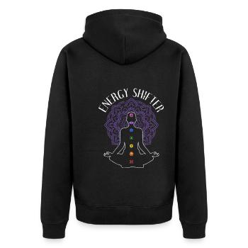 Spiritueller Heiler Chakra Reiki - Unisex Premium Bio Zip Hoodie - Schwarz - Hinten - Nico (187cm)