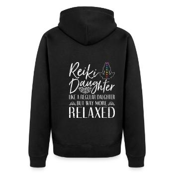 Reiki Tochter Chakra Spirituelle Heilung - Unisex Premium Bio Zip Hoodie - Schwarz - Hinten - Nico (187cm)