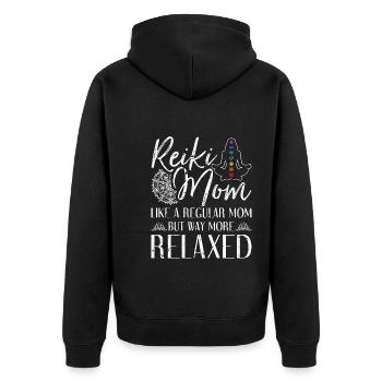 Reiki Mom Chakra Spirituelle Heilung - Unisex Premium Bio Zip Hoodie - Schwarz - Hinten - Nico (187cm)