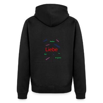 Liebe - Unisex Premium Bio Zip Hoodie - Schwarz - Hinten - Nico (187cm)