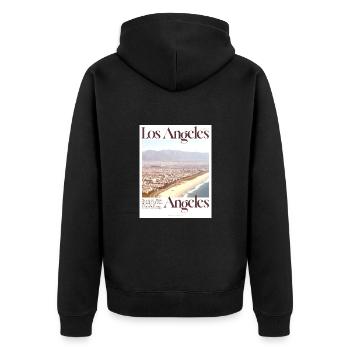 Los Angeles Coast - Unisex Premium Organic Zip Hoodie - black - Back - Nico (187cm)