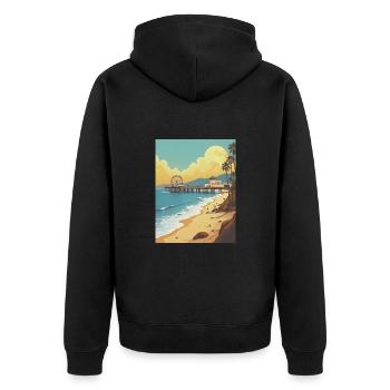 Santa Monica Vibes - Unisex Premium Bio Zip Hoodie - Schwarz - Hinten - Nico (187cm)