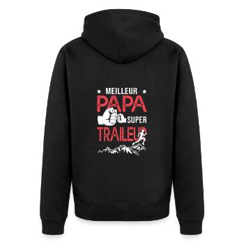 Super papa meilleur traileur course à pied trail - Veste à capuche bio Premium Unisexe - noir - Dos - Nico (187cm)