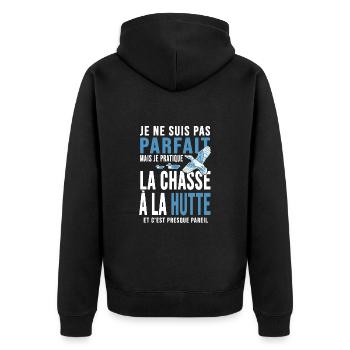 Chasseur chasse à la hutte cadeau cool chasse - Veste à capuche bio Premium Unisexe - noir - Dos - Nico (187cm)