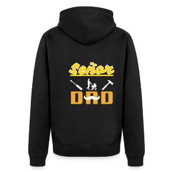 Señor Dad White Mustache - Unisex Premium Bio Zip Hoodie - Schwarz - Hinten - Nico (187cm)