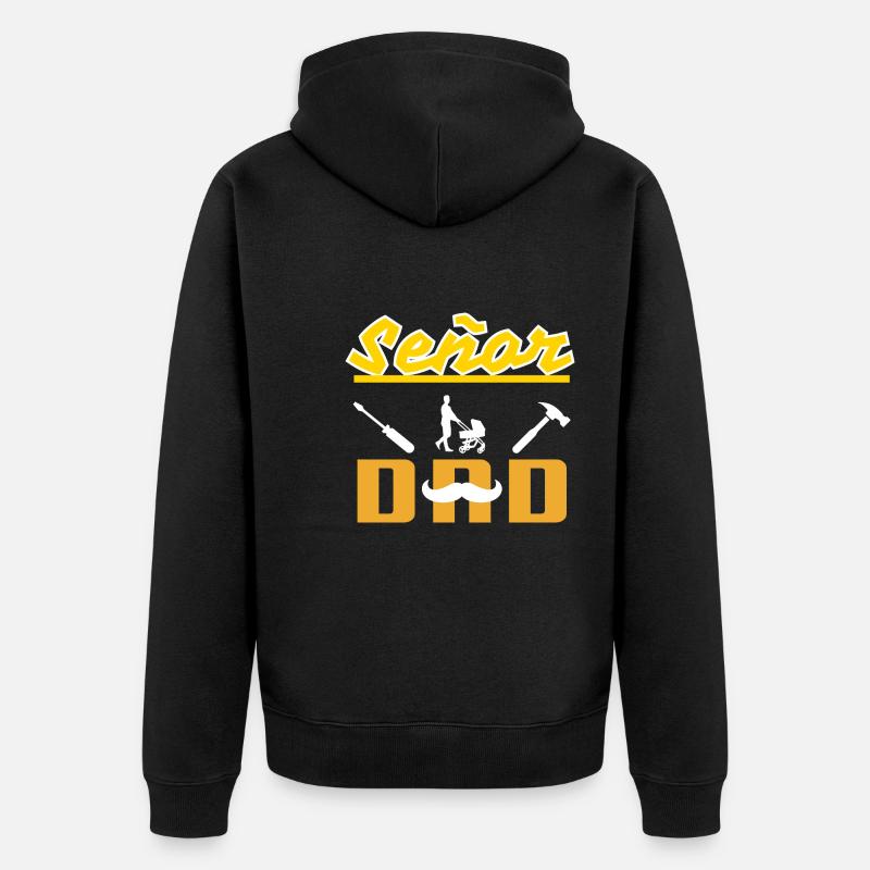 Señor Dad Moustache blanche - Veste à capuche bio Premium Unisexe - noir