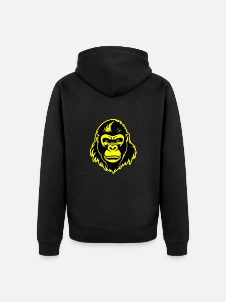 Gorilla Head - Unisex Premium Organic Zip Hoodie - black