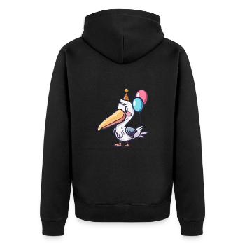 Pelican Bird Birthday Baby - Unisex Premium Organic Zip Hoodie - black - Back - Nico (187cm)