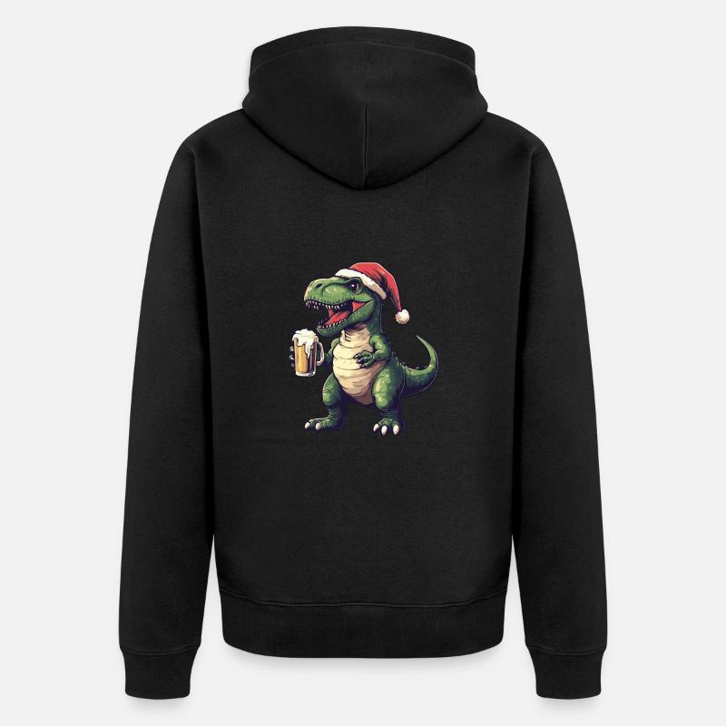 Dinosaure T-Rex Bière Noël - Veste à capuche bio Premium Unisexe - noir