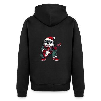 Kangal Hund Weihnachten Rocker Gitarre - Unisex Premium Bio Zip Hoodie - Schwarz - Hinten - Nico (187cm)
