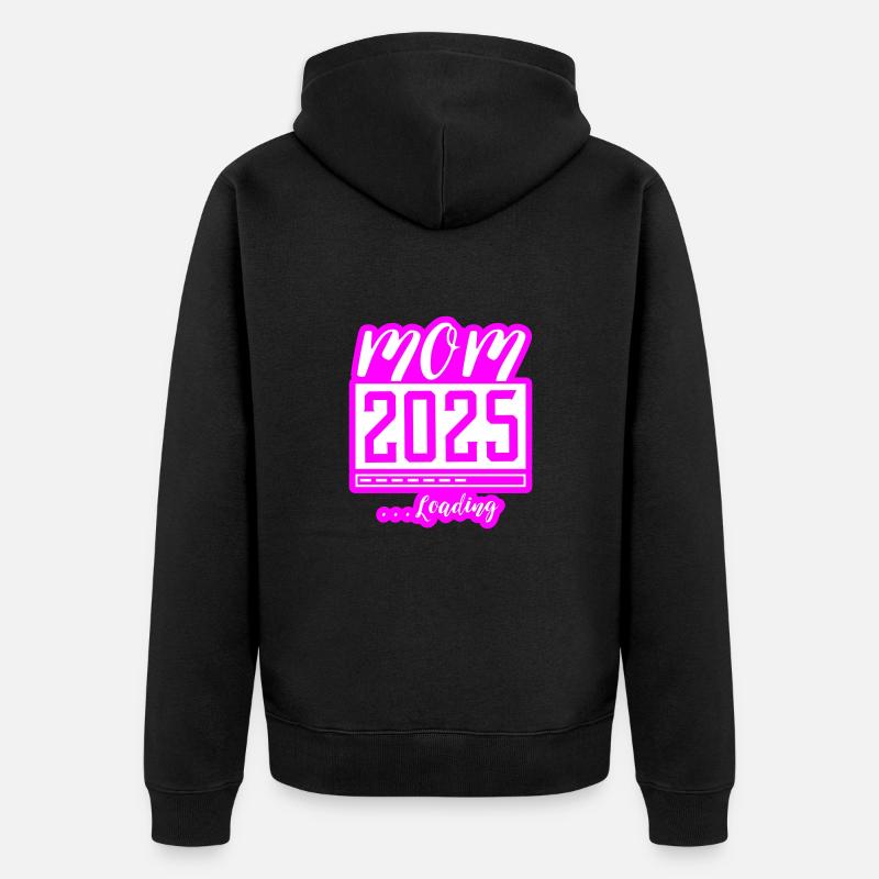 Mama 2025 Loading Mom Schwangerschaft - Unisex Premium Bio Zip Hoodie - Schwarz