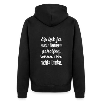 Alkohol Bier saufen lustige Sprüche Fun Männertag - Unisex Premium Bio Zip Hoodie - Schwarz - Hinten - Nico (187cm)