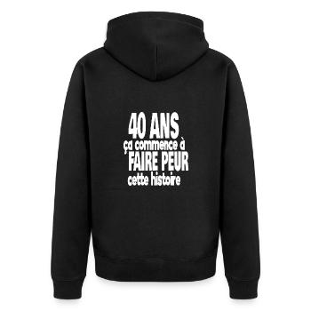 40 ans - Veste à capuche bio Premium Unisexe - noir - Dos - Nico (187cm)