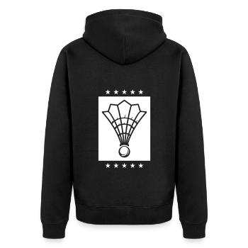 L’équipe de l’icône du badminton - Veste à capuche bio Premium Unisexe - noir - Dos - Nico (187cm)