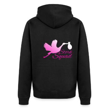Stork Squad Labor & Delivery Nurse - Unisex Premium Bio Zip Hoodie - Schwarz - Hinten - Nico (187cm)