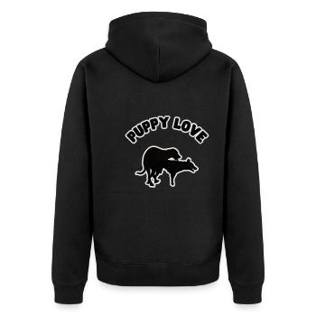 Puppy Love Black Grunge - Unisex Premium Bio Zip Hoodie - Schwarz - Hinten - Nico (187cm)