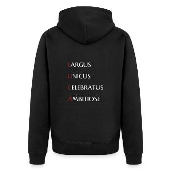 Luca - Unisex Premium Bio Zip Hoodie - Schwarz - Hinten - Nico (187cm)