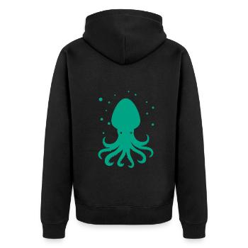 Oktopus - Krake - Zootier - Meereswesen - Unisex Premium Bio Zip Hoodie - Schwarz - Hinten - Nico (187cm)