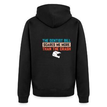 Motocross Funny Saying Dentist Bill Dirtbike - Unisex Premium Bio Zip Hoodie - Schwarz - Hinten - Nico (187cm)