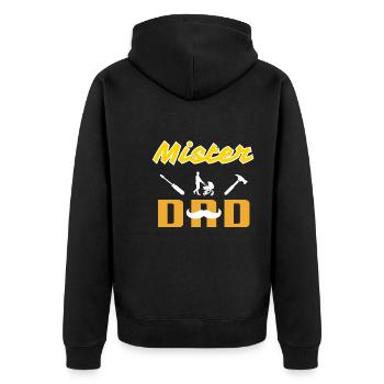 Mister Dad Moustache Blanche - Veste à capuche bio Premium Unisexe - noir - Dos - Nico (187cm)