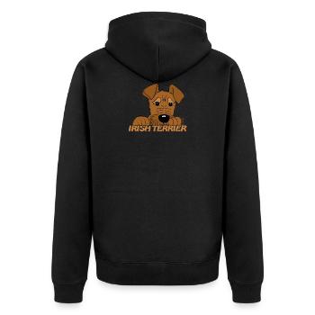 Irish Terrier Kopf - Unisex Premium Bio Zip Hoodie - Schwarz - Hinten - Nico (187cm)