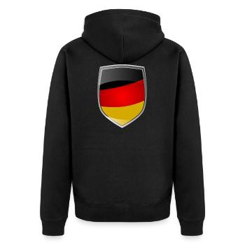 Shield with German flag - Unisex Premium Organic Zip Hoodie - black - Back - Nico (187cm)