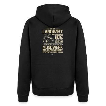 Landwirt-T-Shirt für Männer - Landwirt mit Herz - Unisex Premium Bio Zip Hoodie - Schwarz - Hinten - Nico (187cm)