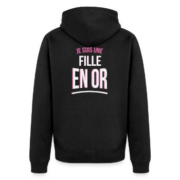 je suis une Fille en or cadeau idée humour - Veste à capuche bio Premium Unisexe - noir - Dos - Nico (187cm)