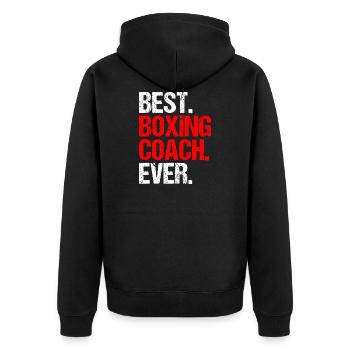 Best Boxing Coach Ever Boxer Gift - Unisex Premium Organic Zip Hoodie - black - Back - Nico (187cm)
