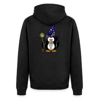 Gandalf Zauberer wars frieden Magie Pinguin star - Unisex Premium Bio Zip Hoodie - Schwarz - Hinten - Nico (187cm)