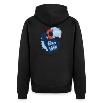 Vaperguy mit wildem Lifestyle - Unisex Premium Bio Zip Hoodie - Schwarz - Hinten - Nico (187cm)
