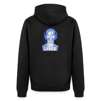 Mon cerveau est la chanson 80% Lyrics- Mon cerveau est la musique - Veste à capuche bio Premium Unisexe - noir - Dos - Nico (187cm)