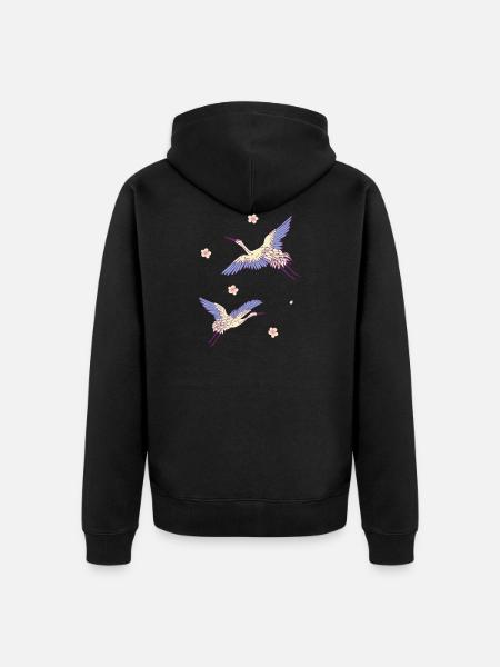 flying cranes - Unisex Premium Organic Zip Hoodie - black