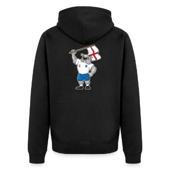 ENGLAND Britain Football Fußball Bulldogge Bulldog - Unisex Premium Bio Zip Hoodie - Schwarz - Hinten - Nico (187cm)