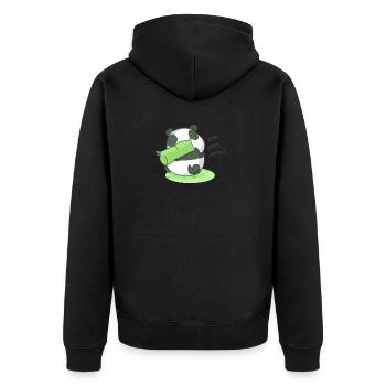 Mampfender Panda Om Nom Nom Geschenkidee - Unisex Premium Bio Zip Hoodie - Schwarz - Hinten - Nico (187cm)
