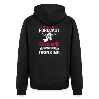 Weekend Forecast Skydiving - Unisex Premium Bio Zip Hoodie - Schwarz - Hinten - Nico (187cm)