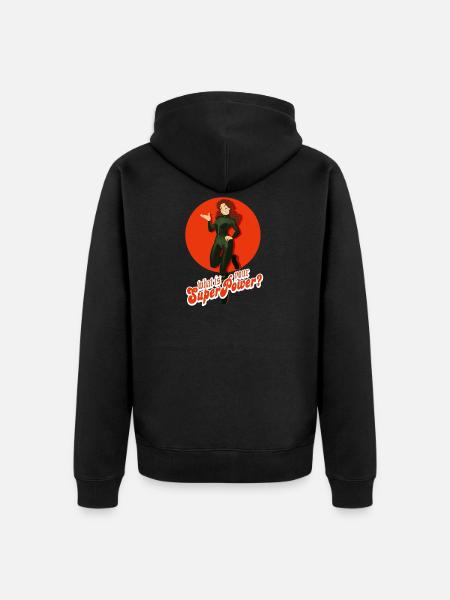 T-Shirt Superpower - Unisex Premium Bio Zip Hoodie - Schwarz