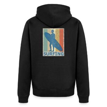 Planche de surf Surfers surf Vintage Style rétro - Veste à capuche bio Premium Unisexe - noir - Dos - Nico (187cm)