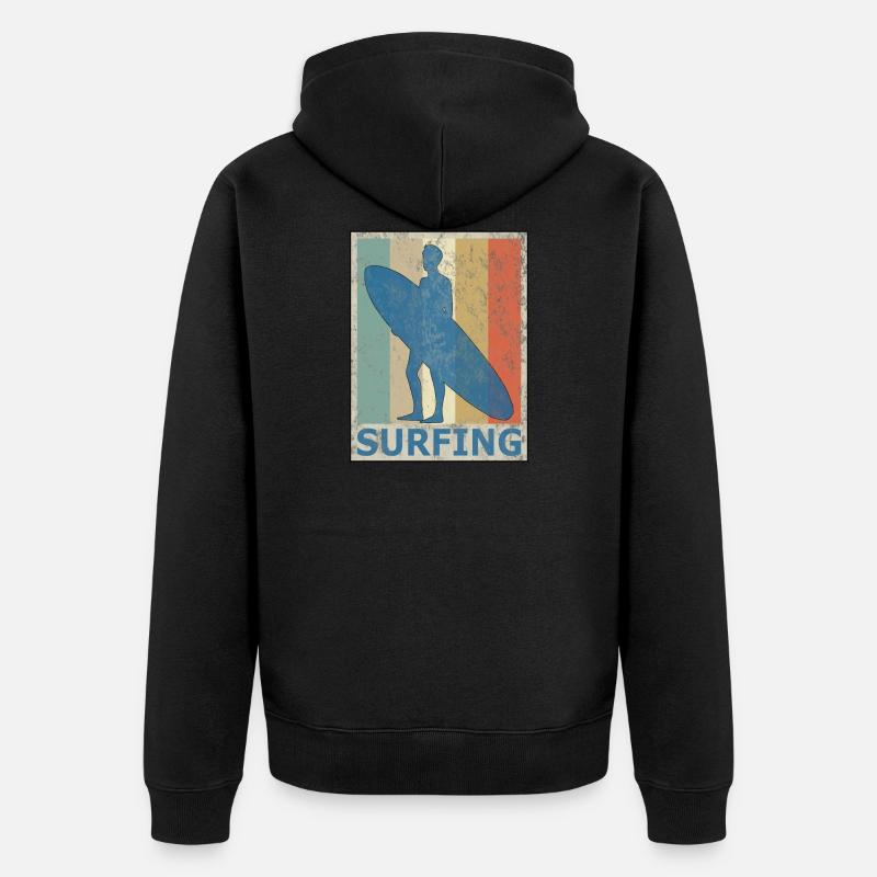 Planche de surf Surfers surf Vintage Style rétro - Veste à capuche bio Premium Unisexe - noir
