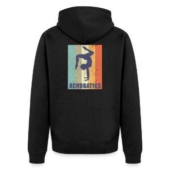 Acrobatics Gymnastics Vintage Retro Gift - Unisex Premium Organic Zip Hoodie - black - Back - Nico (187cm)