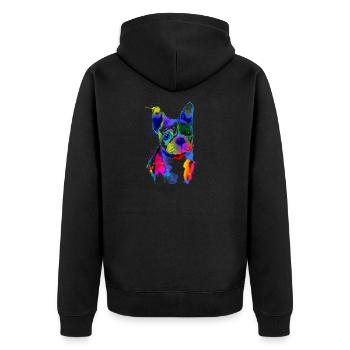 Bouledogue Français I Le chien coloré - Veste à capuche bio Premium Unisexe - noir - Dos - Nico (187cm)