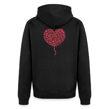 Luftballon Herz - Unisex Premium Bio Zip Hoodie - Schwarz - Hinten - Nico (187cm)